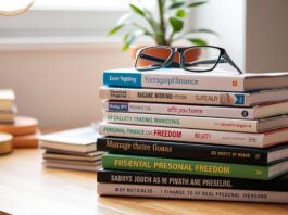 vários livros um em cima do outro na estante