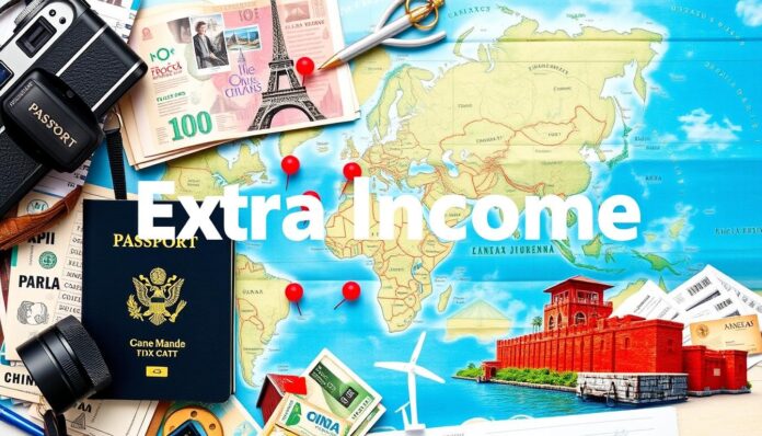 mapa do mundo escrito em cima extra income